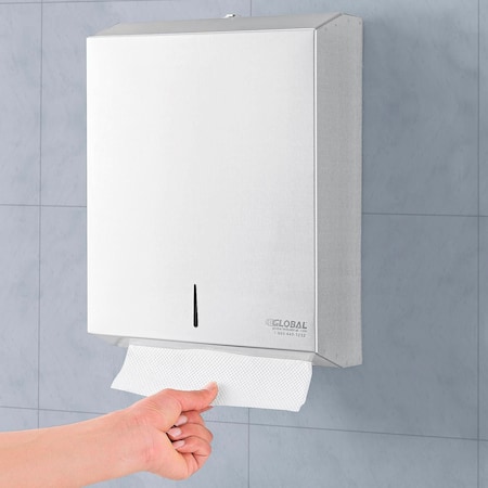 Global Industrial Folded Paper Towel Dispenser, Stainless Steel 640902